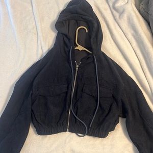 Navy shein cropped jacket, size small